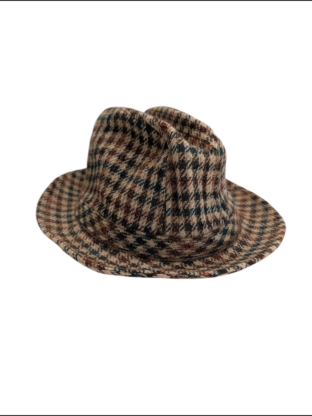 Vintage L.L.Bean Tweed Plaid Fedora Hat Size 7 1/4 Freeport Maine Unisex